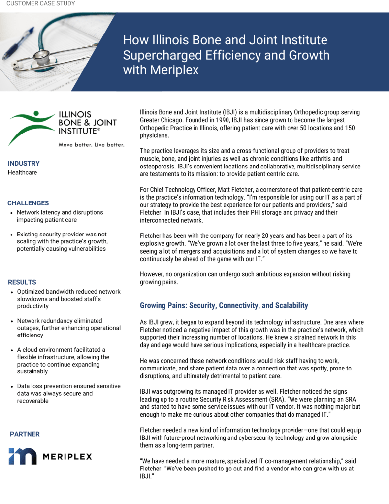 Case study about an SD-WAN project implemented for an orthopedic clinic.